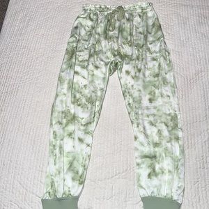 Urban Outfitters silky green tie dye joggers